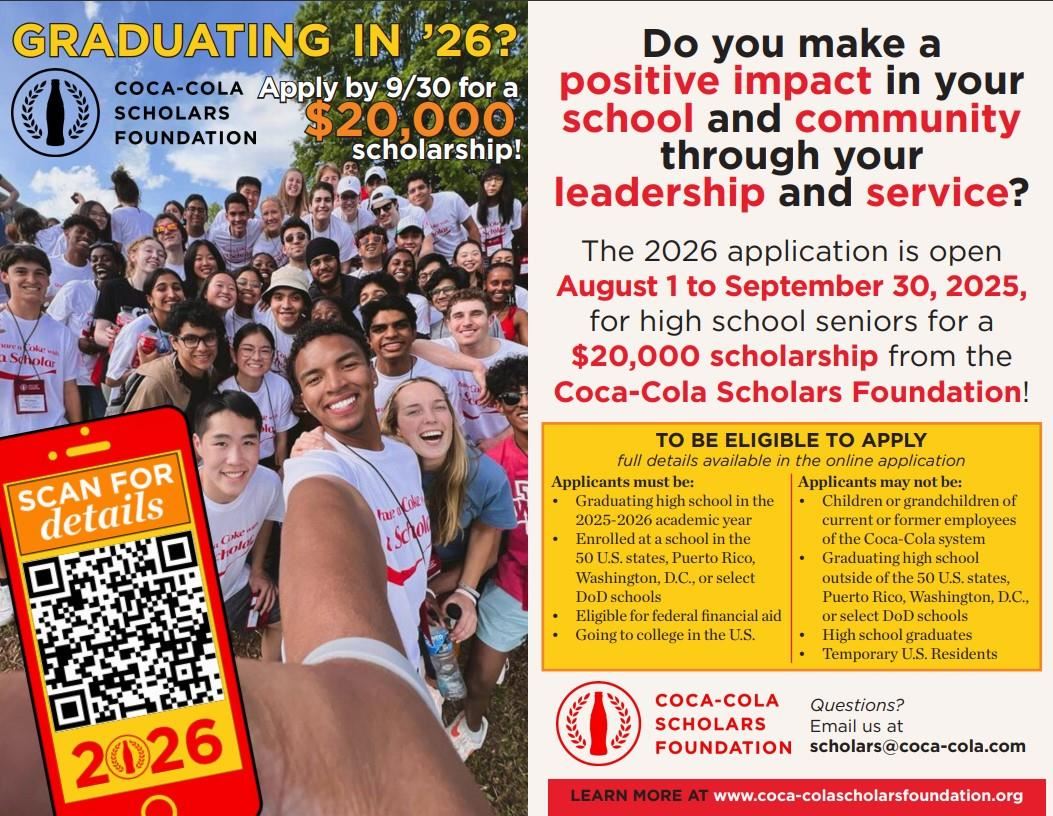Coca-Cola Scholars Foundation 2026 Flyer